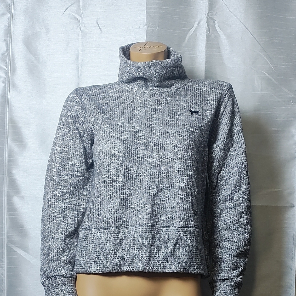 The‎ Black Dog Gray Cowl Neck Sweater with Ribbed Details